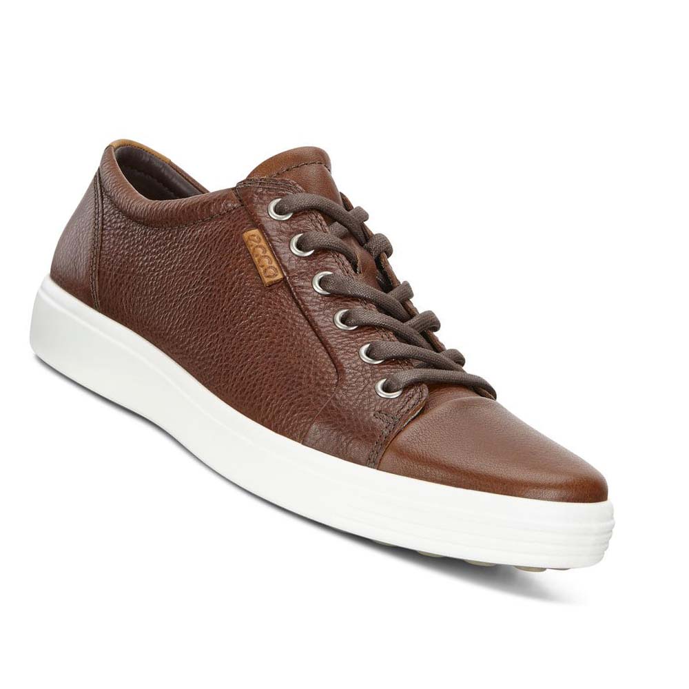 Men's Ecco Soft 7 Sneakers Coffee | USA 626AHK